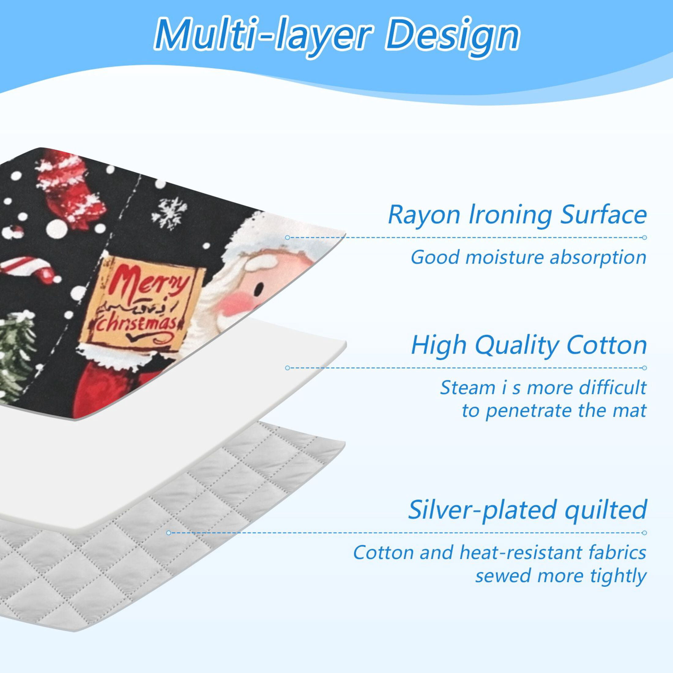 Santa Claus and Snowman Ironing Mat Blanket for Table Top Travel Portable Ironing Board Pad 47.2x27.6 Inch