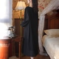 thumbnail image 5 of Defitshape Women's Victorian Nightgown Ladies Soft Overlay Floral Lace V Neck Long Sleep Shirt Old Fashioned Vintage Illusion Bishop Long Sleeve Pajama Dress Princess Sleepwear Black Medium, 5 of 5