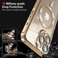 thumbnail image 4 of KOMI Magnetic Case for iPhone 15 Pro Max Case with Full Camera Lens Protector [Strong N56 Magnets] [Compatible with Magsafe] Clear Stylish Case for iPhone 15 ProMax Phone Case, Gold Titanium, 4 of 5