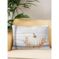 thumbnail image 2 of Outdoor Pillows Waterproof, White Pumpkin Fall Bedding Throw Pillows with Insert for Couch Sofa Bed, Thanksgiving Wooden Botanical Grey Striped 12x20 Inch Pillowcases Decorative Patio Pillow Set of 1, 2 of 8