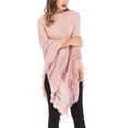 thumbnail image 4 of Womens One Piece Hoodie Poncho Knitted Poncho Tassels Cape Shawl with Fringed Hem, Crochet Poncho Shawl Wrap Scarf Knitting Patterns, 4 of 6