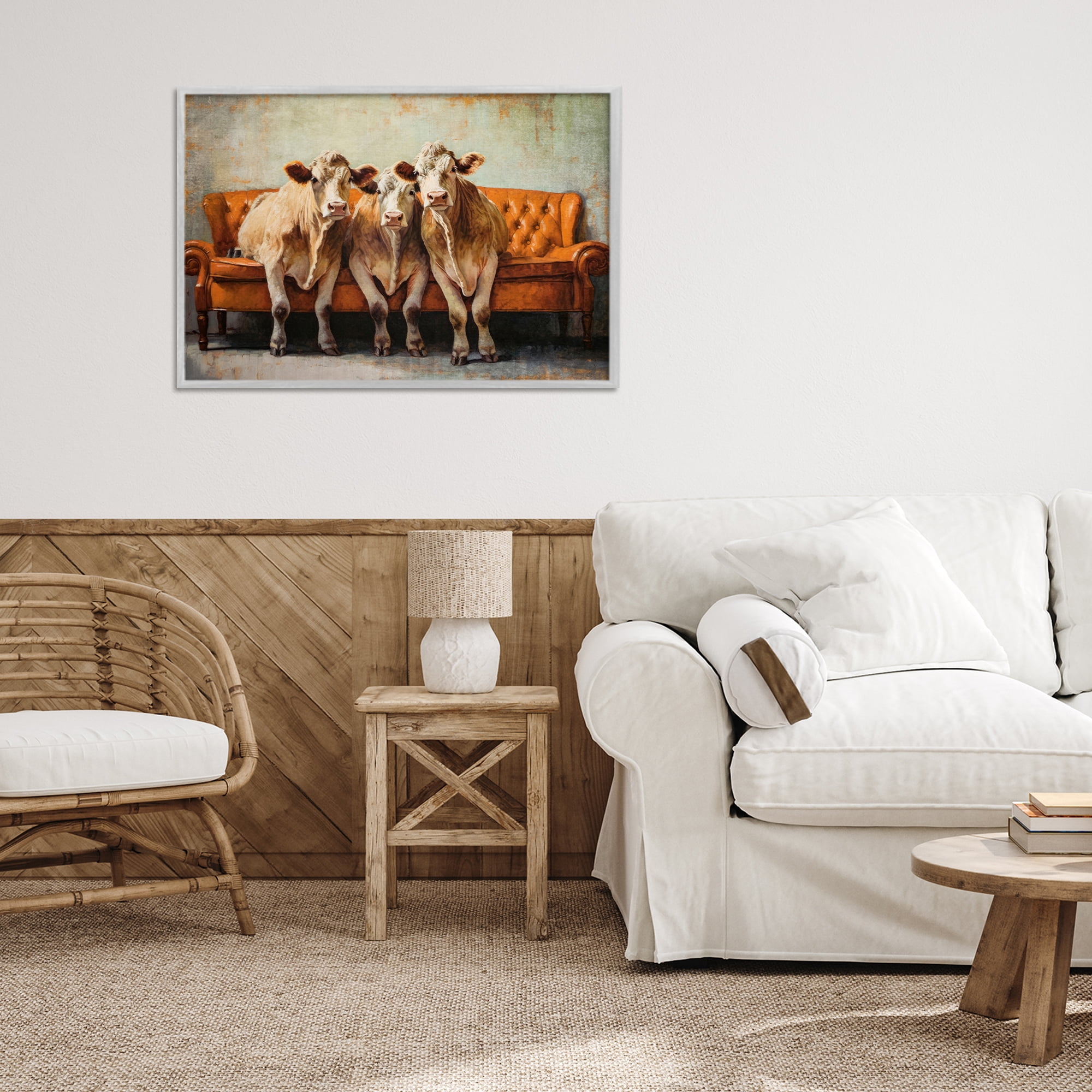 Stupell Industries Cows Just Chillin' Gray Framed Giclee Art, design by Tina LeCour