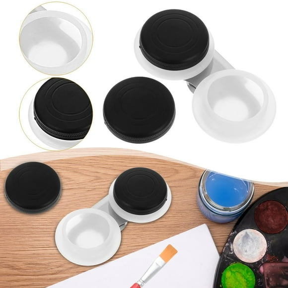 Vaso de paleta con clip, vaso de cuchara, limpiador de pinceles, suministros de , recipiente portátil con tapa para pintura al óleo para acuarela Doble ranura