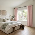 thumbnail image 2 of 100% Blackout Faux Linen Curtains for Livingroom Bedroom W50 X L108,2 Panels Set Thermal Insulated Curtains With Free 20 Ring Clips - Light Blush, 2 of 9
