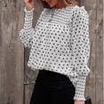 thumbnail image 4 of Blusa informal de gasa con lunares y manga farol con volantes y cuello redondo para mujer Fridja  ghj987+1533, 4 of 7