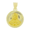 thumbnail image 2 of 14k Tricolor Gold, Reversible Two Sided Religious Pendant Charm Virgin Mary Jesus Christ 14mm, 2 of 5