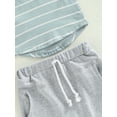 thumbnail image 5 of Baby Toddler Boy Outfit Set Stripe Patchwork Pocket Short Sleeve T-shirt with High Waist Long Pant Suit, 5 of 8