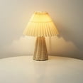 thumbnail image 7 of OEFNTAC Desk Lamp Table Lamp Lamps Table Lamp for Bedroom Infinitely Dimmable Nightstand Lamp with Umbellate Flaxen Fabric Shade for Living Room Office Dorm Solid Wood LED Bulb Included, 7 of 7