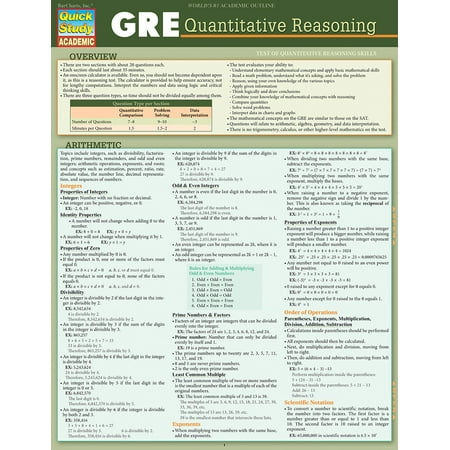 GRE - Quantitative Reasoning : QuickStudy Laminated Reference
