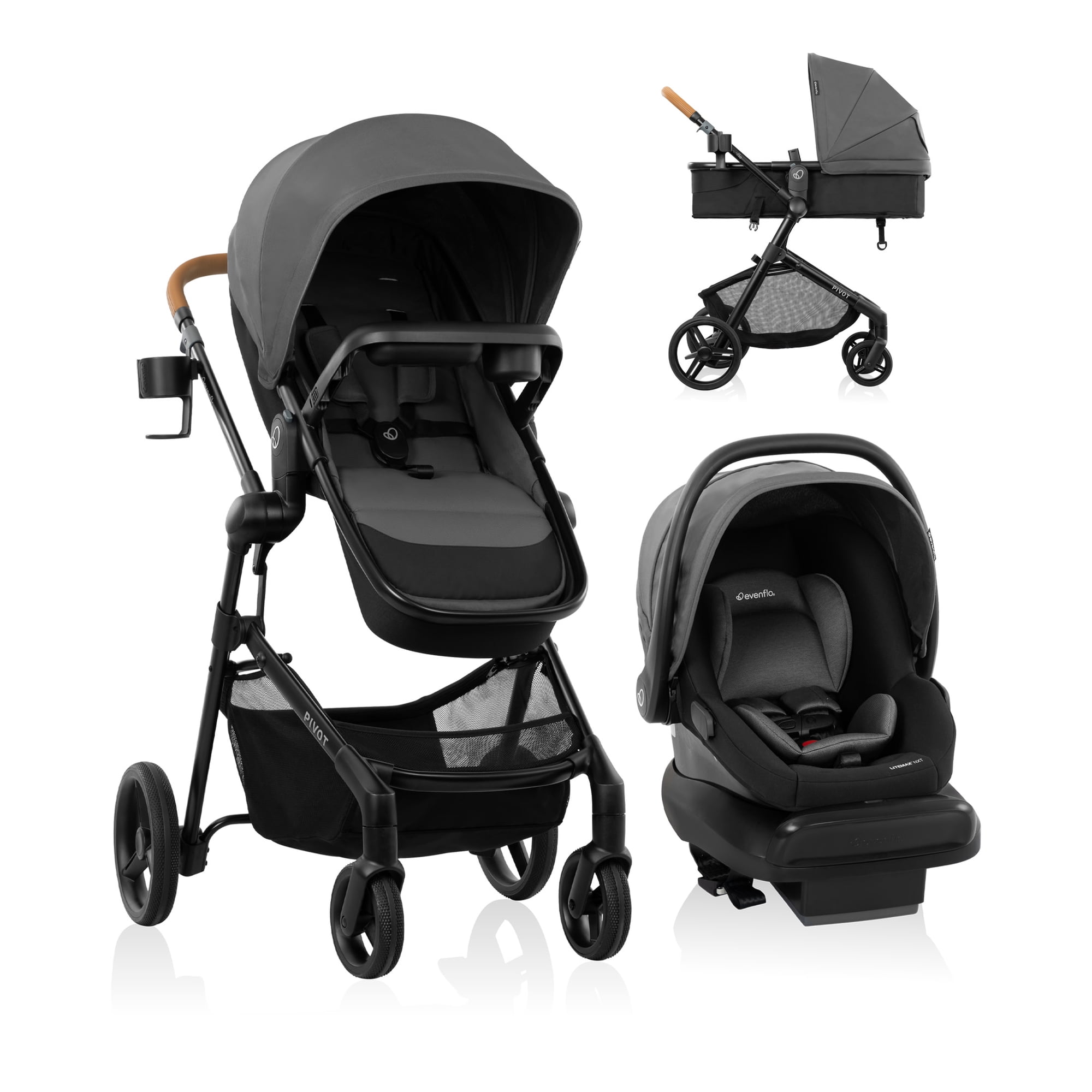 Evenflo Pivot NXT Travel System with LiteMax NXT Infant Car Seat (Silverado Gray)