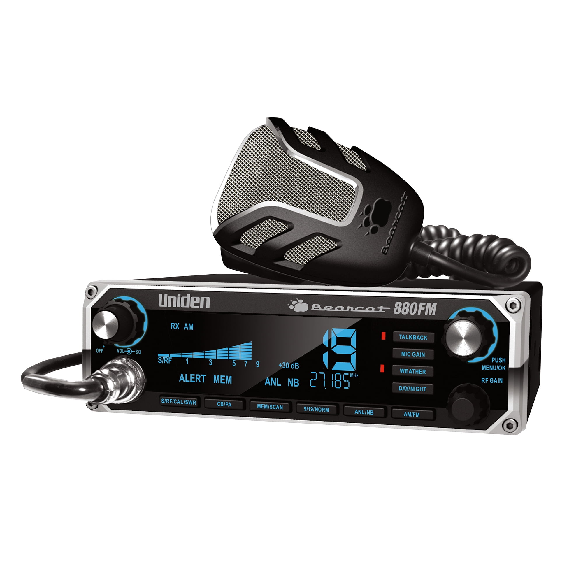 Uniden Bearcat 880FM 40-Channel CB Radio, AM/FM Transmit and Receive with 7-Color LCD Display