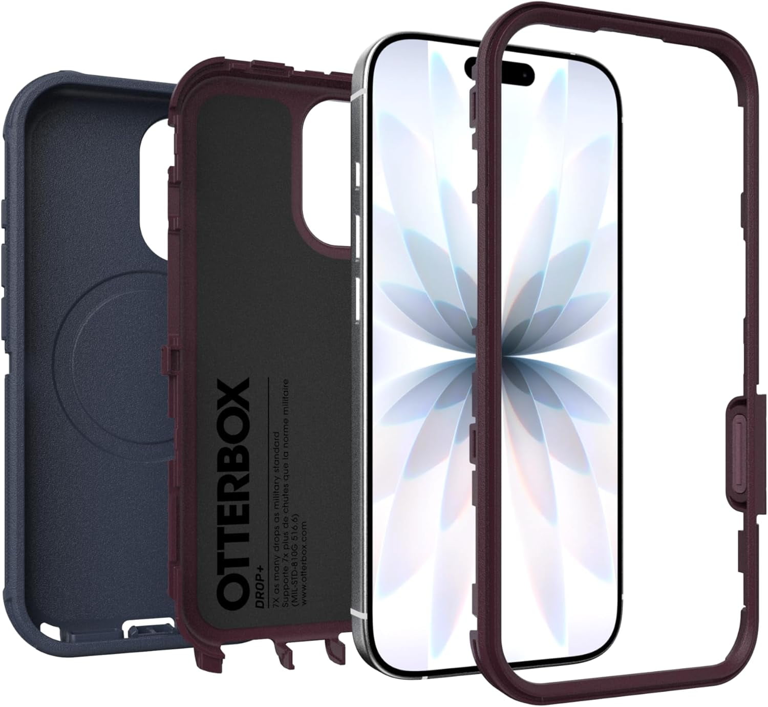 OtterBox iPhone 17 (Only) - Defender Series Case - Indigo Tulip (Blue & Purple) - Case Only - Snaps on MagSafe - Tough - Rugged & Durable - Non-Retail Packaging