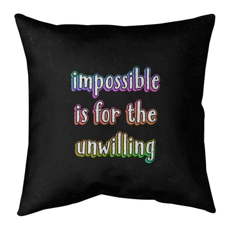 UPC: 0703294997895 | ArtVerse Quotes Impossible Quote Chalkboard Style Pillow-Faux Linen 14 x 14 Medium
