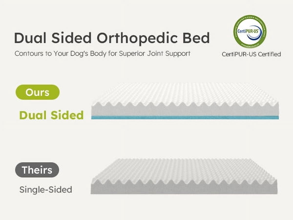Bestco 36" Orthopedic Dog Bed for Large Dogs with Egg Crate Foam Removable Washable Cover Brown