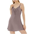 thumbnail image 2 of SELONE Lace Nightgowns for Women Sleep Shirts V Neck Sleepshirt Slit Lace Sleeveless Short Dress Comfy Loungewear, 2 of 5