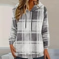 thumbnail image 5 of Womens Plaid Sherpa Hoodies Sweatshirt Long Sleeve Crewneck Fleece Pullover Fall Winter Fuzzy Loungewear Tops, 5 of 5