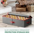 thumbnail image 3 of Underbed Christmas Ornament Storage Box Zippered Closure - Stores up to 64 of The 3-inch Standard Christmas Ornaments, and Xmas Holiday Accessories with Dividers & Two Handles (Gray), 3 of 4