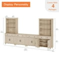 thumbnail image 5 of WAMPAT Television Stands with Bookshelves for TVs up to 75", Farmhouse Wall Unit TV Stand with 8 Doors & 4 Drawer, Media Console Table for Living Room, Bedroom & Home Theater, Beige, 5 of 6