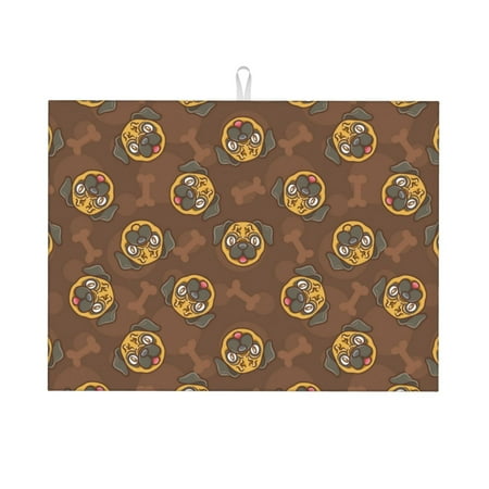

Large Dish Drying Mats for Kitchen Counter - Cute French Bulldog Brown 18x24In Anti-Slip Absorbent Microfiber Drying Mat for Kitchen Counter Mat Dish Rack Mat with Hanging Loop