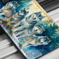 thumbnail image 6 of Wolfpack Snowy Forest Wolf Scene Watercolor Faux Leather Travel Luggage Tag, 6 of 7