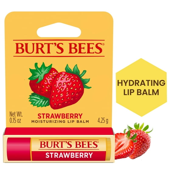 Burt's Bees Strawberry Lip Balm, 1-Pack, 0.15 oz.