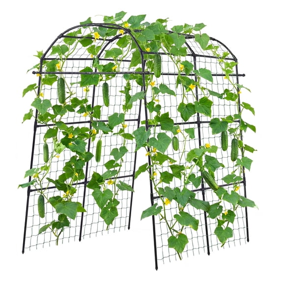 KFFKFF U-Shape Garden Trellis for Raised Beds, Metal Arch Plant Support for Outdoor Vines and Climbing Plants, Suitable for Peas, Beans, Zucchini, Tomatoes, Squash (70.87 x 44.09 x 82.99 in)