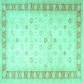 thumbnail image 1 of Ahgly Company Machine Washable Indoor Square Oriental Turquoise Blue Traditional Area Rugs, 6' Square, 1 of 4