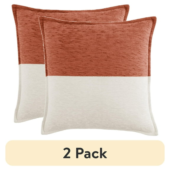 (2 pack) Mainstays 18" x 18" Two-Toned Red Canyon Polyester Cotton Square Decorative Throw Pillow