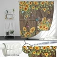 thumbnail image 3 of Sunflower Shower Curtain Vintage Farmhouse Barn Door Decor Curtain for Bathroom Spring Floral Waterproof Fabric Bath Curtain with 12 Hooks 72x72 Inches, 3 of 4