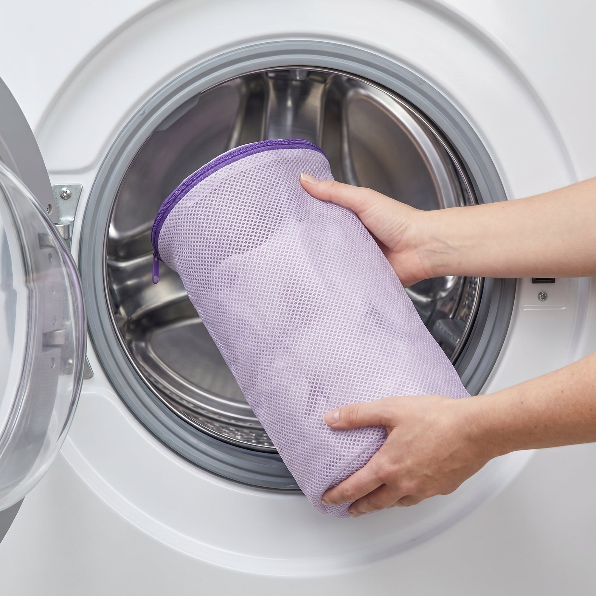 Unique Bargains 2 Pack Polyester  Zippered  Shoe Bag for Washing Machine Purple 7.9"x15"