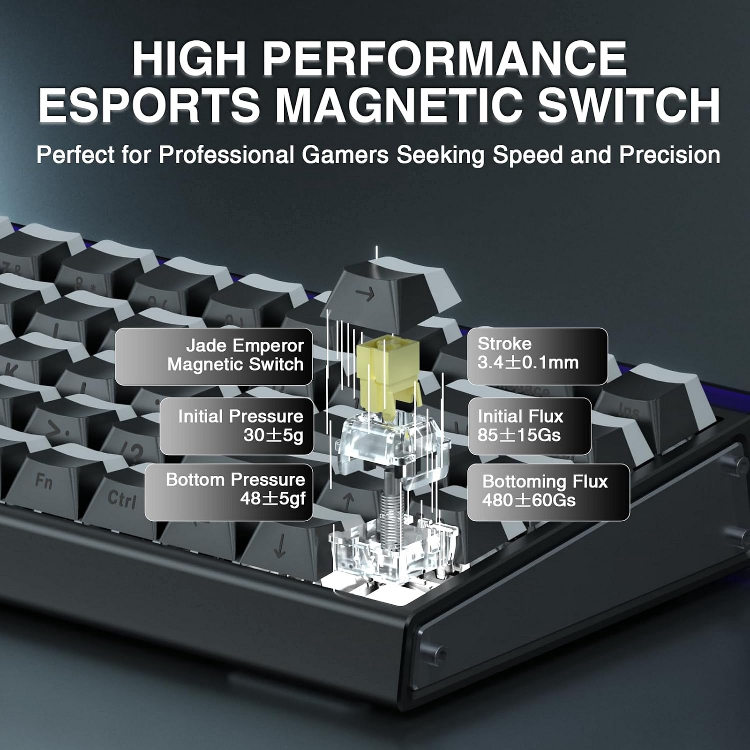AULA Hero68 HE 60-Key Wired Hall Effect Gaming Keyboard, Magnetic Switch, RGB, Rapid Trigger and Response, Adjustable Actuation