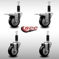 thumbnail image 2 of 3.5 Inch SS Black Poly Swivel 1-1/8 Inch Expanding Stem Caster Set 2 Brakes, 2 of 2