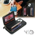 thumbnail image 2 of iPhone 14 Phone case Wallet with Zipper Card Holders for Women, iPhone 14 Case Wallet with Credit Card with Ring Kickstand Zipper Stand Case for iPhone14 - Black, 2 of 18