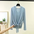 thumbnail image 2 of Cmfcve Women's 2 Piece Tops Long Sleeve Tie Front Cardigans and U Neck Sleeveless Cami Tank Top Casual Layering Cover Ups, 2 of 5