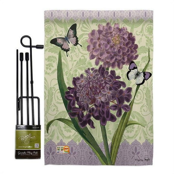 Breeze Decor BD-FL-GS-104079-IP-BO-D-US12-PL 13 x 18.5 in. Iberis Spring Floral Impressions Decorative Vertical Double Sided Garden Flag Set with Banner Pole