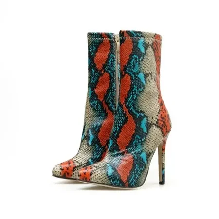 

Qikogu New Women 11.5cm High Heels Boots Fetish Pointed Toe Boots Serpentine