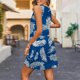 thumbnail image 4 of Vestido de Playa de Mujer para las Imágenes de la Moda de Verano de Bolsillo de Impresión sin Mangas Vestido de Cuello en V, Poliéster, 4 of 7