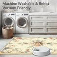 thumbnail image 5 of ODIKA 4'x6' Machine Washable Non-Slip Area Rug, Traditional Blossom Featuring Ornate Medallion and Subtle Beige Palette High Traffic Rug, Ivory, 49007, 5 of 7