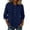 Navy, variant on Women's Polyester Blend Collar Half Button Blouse Chest Embroidery 3/4 Sleeve Solid Color Spring Summer Casual Tops for Everyday Wear M-3XL Plus Size