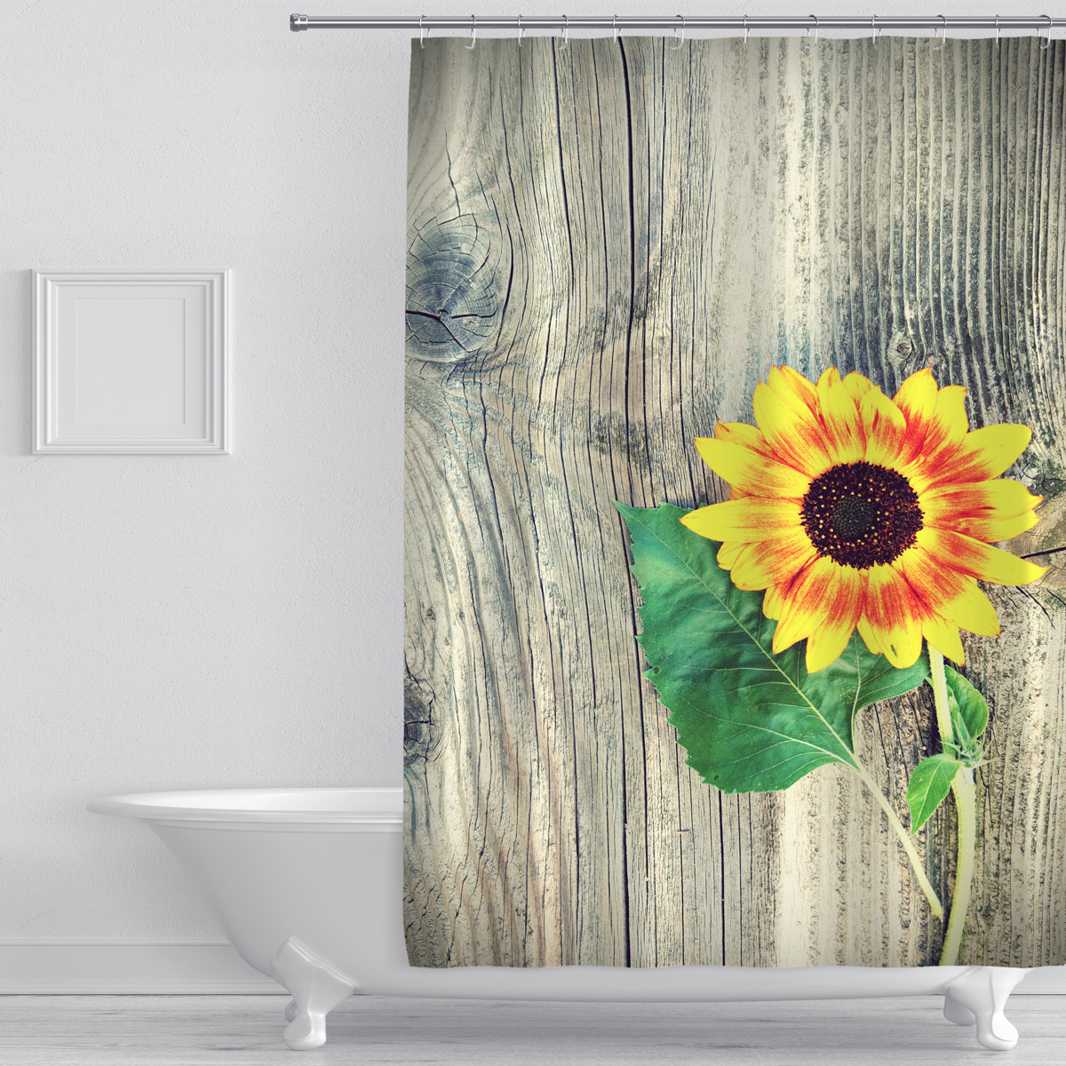 Sunflower Bathroom Set Mildewproof Waterproof Shower Curtain+ Non Slip