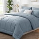 thumbnail image 1 of CozyLux Juego de edredón tamaño king azul grisáceo, 7 piezas, cama en una bolsa, edredón azul polvoriento, tamaño king, juegos de cama para todas las estaciones con edredón acolchado con puntadas, sáb, 1 of 8