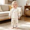 thumbnail image 6 of NIEWTR Baby Girl Clothes Toddler Kids Sweatsuits 2 Piece Set Infant Girl Long Sleeve Crewneck Top with Elastic Waist Sweatpants Loungewear for Sleeping Daily in 0-6T(A-Light Blue,12-18 Months), 6 of 7