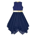 thumbnail image 6 of DPOIS Praise Dance Dress for Girls Metallic Worship Dance Tunic Navy Blue 6, 6 of 7