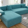 thumbnail image 4 of Dowbom 2 Pieces Sofa Slipcover L Shape,Super Stretch Sectional Couch Cover with Elastic Bottom Furniture Protector Anti-Scratch Washable Jacquard Sofa Cover for Living Room Decor-2+2 Seater-blue, 4 of 6