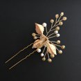thumbnail image 3 of 4 peinetas de boda para novia, pinzas para el pelo de boda, joyería para el pelo de boda, accesorios para el cabello de cristal de perlas para mujeres y niñas, dorado, 3 of 5