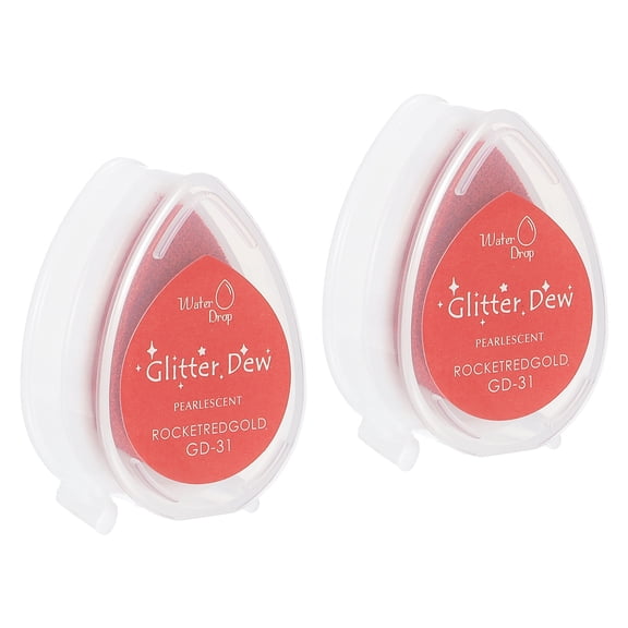 Uxcell Craft Ink Pads for Stamps, 2 Pcs Washable Finger Print Ink Stamp Pad Color DIY Rainbow for Rubber Stamps Paper Scrapbooking Fabric Wood, Gold Red