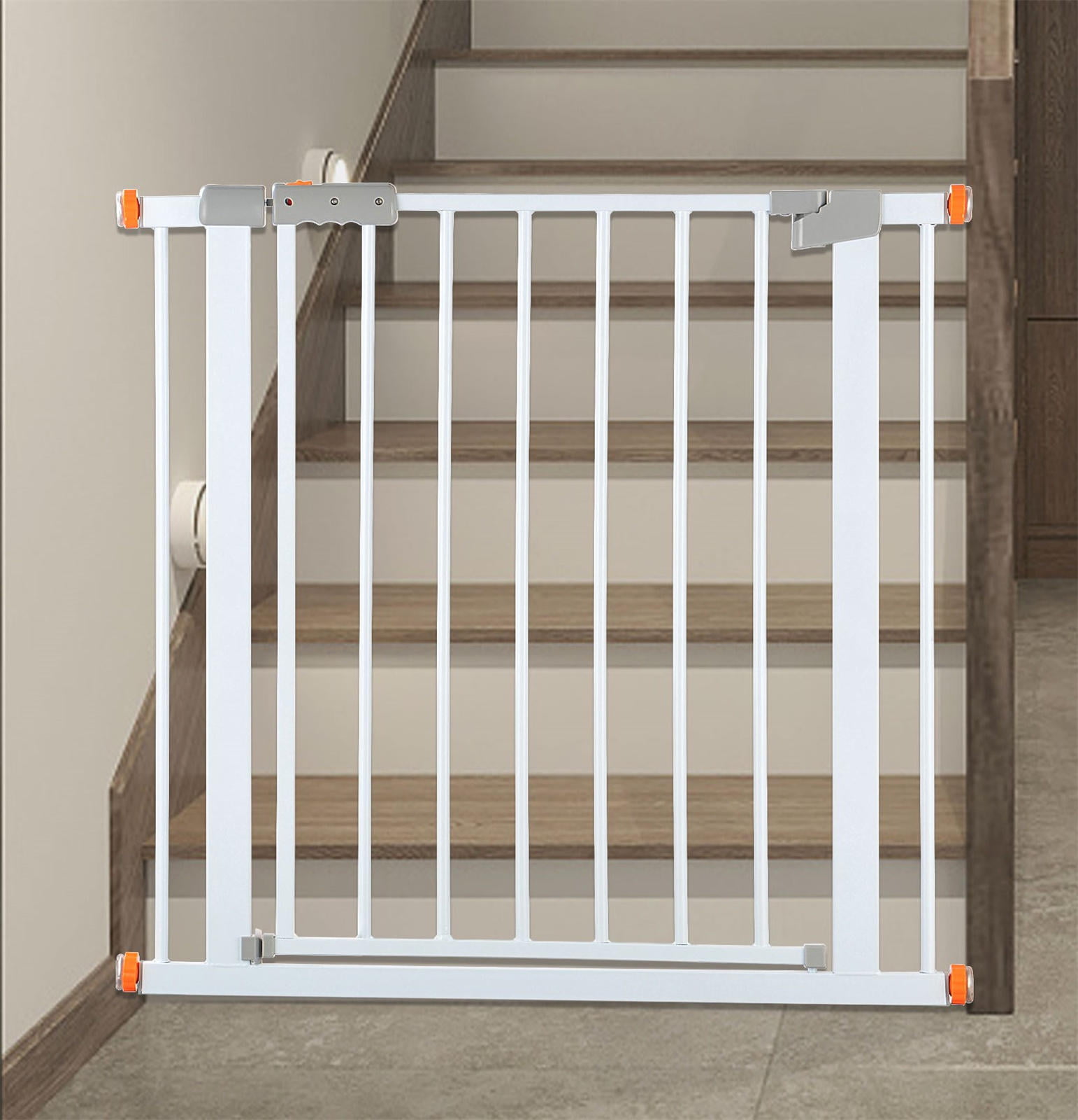 Metal Expandable Pet Dog Gate Top Of, White Wooden Baby Gates For Stairs