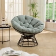 thumbnail image 4 of S-HOME Ergonomic Brown Frame Wicker Papasan Chair with Thick Cushion, 360 Degree Swivel for Living Room & Outdoors, Light Green, 4 of 16