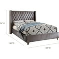 thumbnail image 4 of Homestock Gothic Grace Modern Contemporary Velvet Upholstered Bed with Deep Button Tufting, Solid Wood Frame, and Custom Chrome Legs-Color:Grey,Size:King, 4 of 10