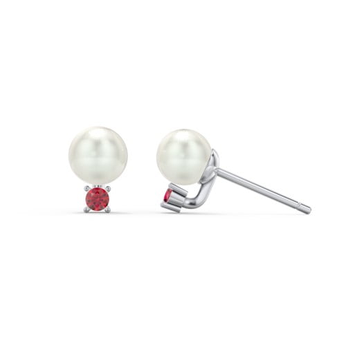 Freshwater Pearl with Birthstone Stud Earrings